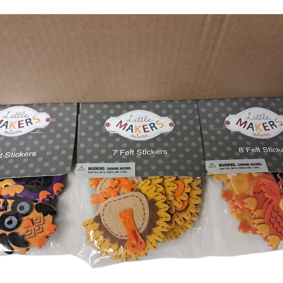 Little Makers Other - Little Makers- 3 Packs Felt Owl Turkey Stickers - Multi-colored - Scrapbooking